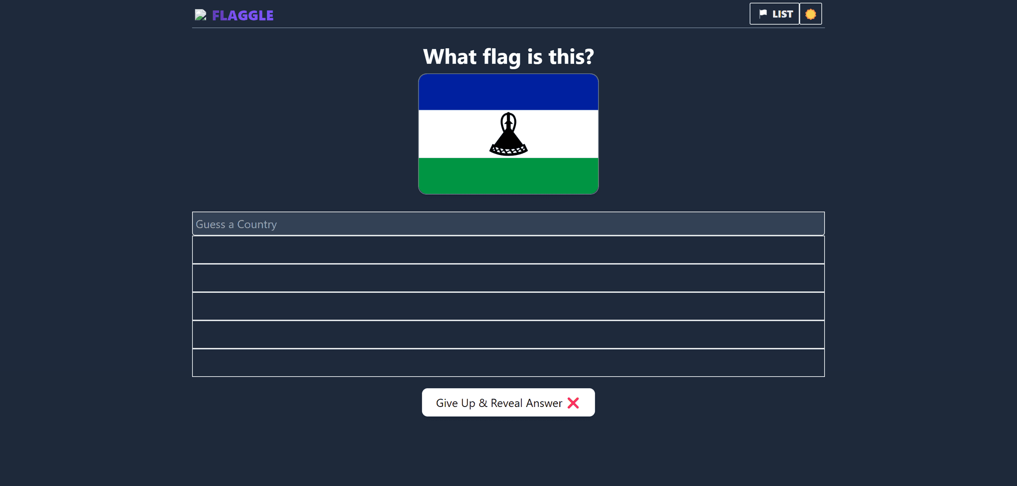 Flaggle: A flag guessing game